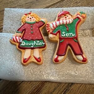 Hallmark 2007 Son & Daughter Cookie Cutter Ornaments gingerbread Set of 2 pair